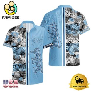 NCAA North Carolina Tar Heels Tropical Floral Design Hawaiian Shirt