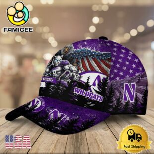 NCAA Northwestern Wildcats Mascot Logo Custom Name Baseball Cap