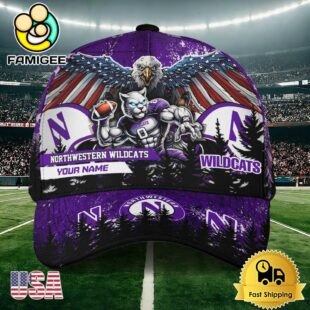 NCAA Northwestern Wildcats Mascot Logo Custom Name Baseball Cap