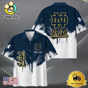 NCAA Notre Dame Fighting Irish Custom Paint Splatter Logo Hawaiian Shirt