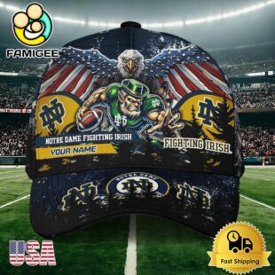 NCAA Notre Dame Fighting Irish Mascot Logo Custom Name Baseball Cap