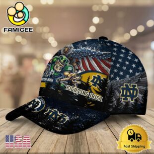NCAA Notre Dame Fighting Irish Mascot Logo Custom Name Baseball Cap