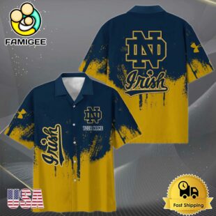 NCAA Notre Dame Fighting Irish Paint Splatter Custom Hawaiian Shirt