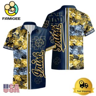 NCAA Notre Dame Fighting Irish Tropical Floral Design Hawaiian Shirt