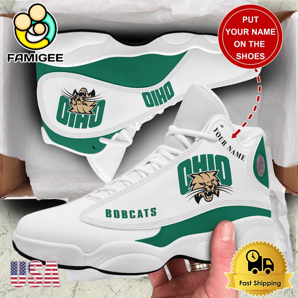 NCAA Ohio Bobcats New Team Logo Custom Air Jordan 13 Shoes NCAA Ohio Bobcats New Team Logo Custom Air Jordan 13 Shoes