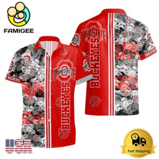 NCAA Ohio State Buckeyes Tropical Floral Design Hawaiian Shirt