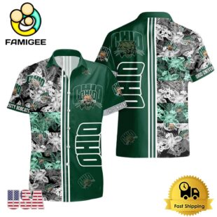 NCAA Ohio University Bobcats Tropical Floral Design Hawaiian Shirt
