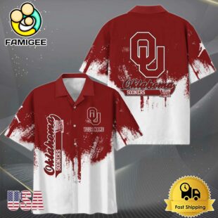 NCAA Oklahoma Sooners Custom Paint Splatter Logo Hawaiian Shirt