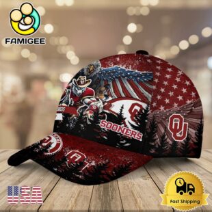 NCAA Oklahoma Sooners Mascot Logo Custom Name Baseball Cap