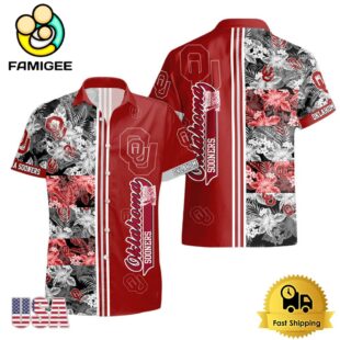 NCAA Oklahoma Sooners Tropical Floral Design Hawaiian Shirt