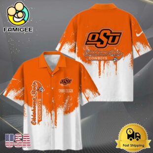NCAA Oklahoma State Cowboys Custom Paint Splatter Logo Hawaiian Shirt