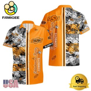 NCAA Oklahoma State Cowboys Tropical Floral Design Hawaiian Shirt