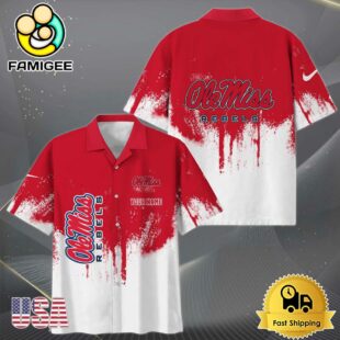 NCAA Ole Miss Rebels Custom Paint Splatter Logo Hawaiian Shirt