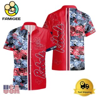 NCAA Ole Miss Rebels Tropical Floral Design Hawaiian Shirt