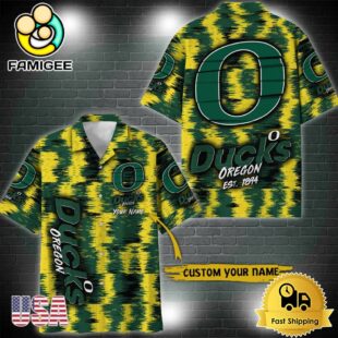 NCAA Oregon Ducks Custom Ikat Hawaiian Shirt