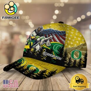 NCAA Oregon Ducks Mascot Logo Custom Name Baseball Cap