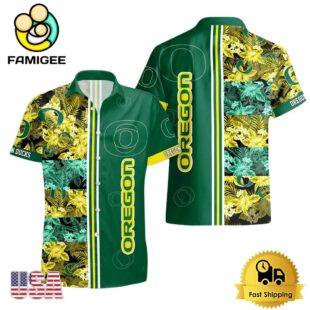 NCAA Oregon Ducks Tropical Floral Design Hawaiian Shirt