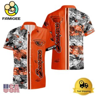 NCAA Oregon State Beavers Tropical Floral Design Hawaiian Shirt