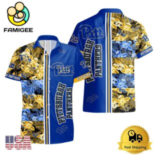 NCAA Pittsburgh Panthers Tropical Floral Design Hawaiian Shirt