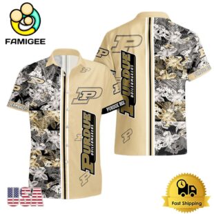 NCAA Purdue Boilermakers Tropical Floral Design Hawaiian Shirt