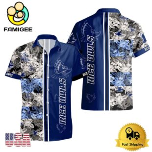 NCAA Rice Owls Tropical Floral Design Hawaiian Shirt