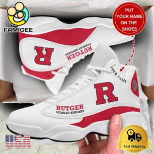 NCAA Rutgers Scarlet Knights New Team Logo Custom Air Jordan 13 Shoes