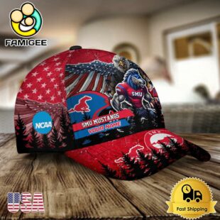NCAA SMU Mustangs Mascot Logo Custom Name Baseball Cap