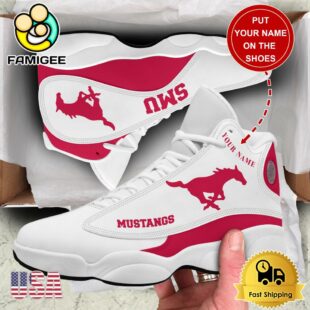 NCAA SMU Mustangs New Team Logo Custom Air Jordan 13 Shoes