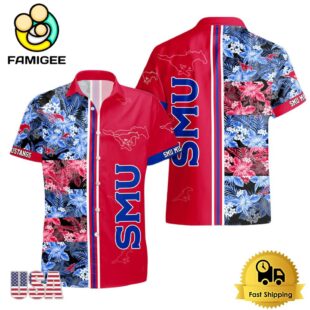 NCAA SMU Mustangs Tropical Floral Design Hawaiian Shirt