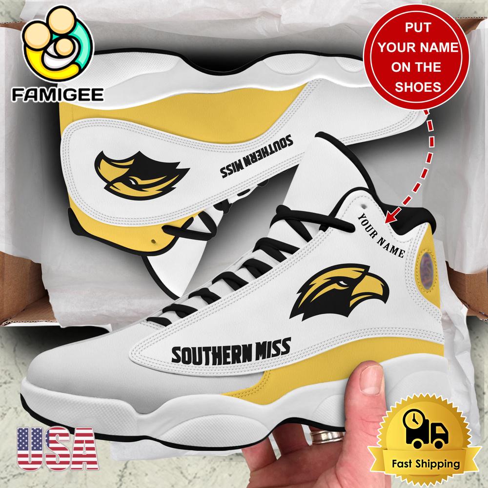 NCAA Southern Miss Golden Eagles New Team Logo Custom Air Jordan 13 Shoes NCAA Southern Miss Golden Eagles New Team Logo Custom Air Jordan 13 Shoes