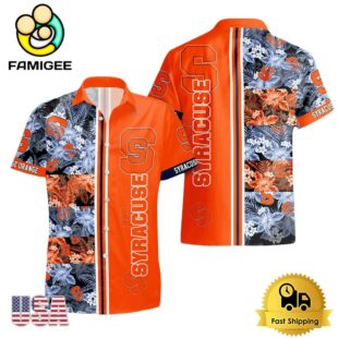 NCAA Syracuse Orange Tropical Floral Design Hawaiian Shirt