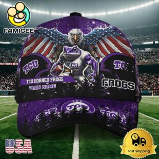 NCAA TCU Horned Frogs Mascot Logo Custom Name Baseball Cap