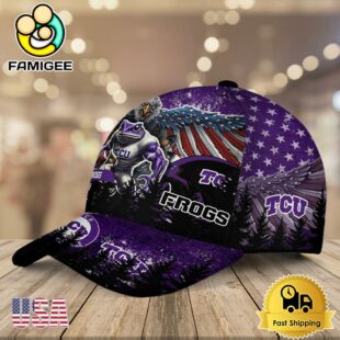 NCAA TCU Horned Frogs Mascot Logo Custom Name Baseball Cap