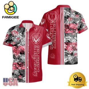 NCAA Temple Owls Tropical Floral Design Hawaiian Shirt