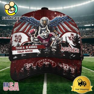 NCAA Texas A&ampM Aggies Mascot Logo Custom Name Baseball Cap