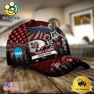 NCAA Texas A&ampM Aggies Mascot Logo Custom Name Baseball Cap