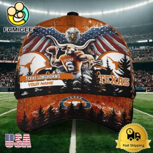 NCAA Texas Longhorns Mascot Logo Custom Name Baseball Cap