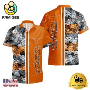 NCAA Texas Longhorns Tropical Floral Design Hawaiian Shirt