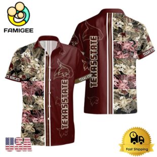 NCAA Texas State Bobcats Tropical Floral Design Hawaiian Shirt