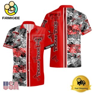 NCAA Texas Tech Red Raiders Tropical Floral Design Hawaiian Shirt