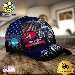 NCAA Uconn Huskies Mascot Logo Custom Name Baseball Cap