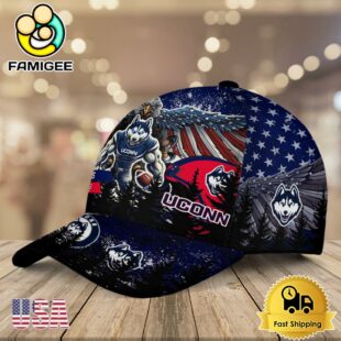NCAA Uconn Huskies Mascot Logo Custom Name Baseball Cap