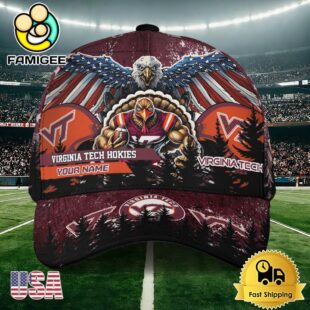NCAA Virginia Tech Hokies Mascot Logo Custom Name Baseball Cap