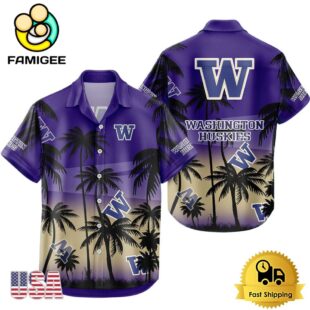 NCAA Washington Huskies Coconut Forest Tropical Style Hawaiian Shirt