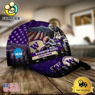 NCAA Washington Huskies Mascot Logo Custom Name Baseball Cap