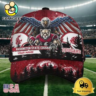 NCAA Washington State Cougars Mascot Logo Custom Name Baseball Cap