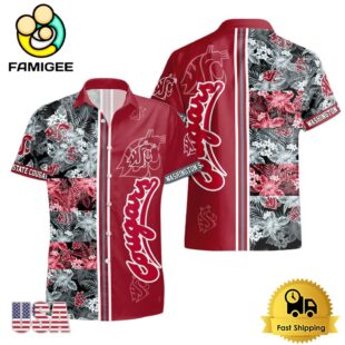 NCAA Washington State Cougars Tropical Floral Design Hawaiian Shirt