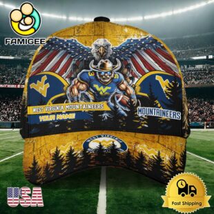 NCAA West Virginia Mountaineers Mascot Logo Custom Name Baseball Cap