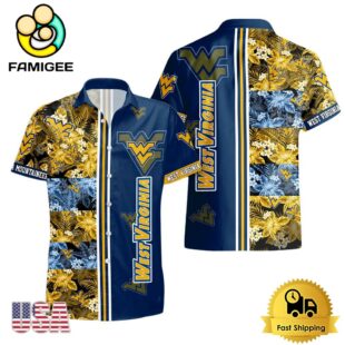 NCAA West Virginia Mountaineers Tropical Floral Design Hawaiian Shirt