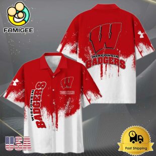 NCAA Wisconsin Badgers Custom Paint Splatter Logo Hawaiian Shirt